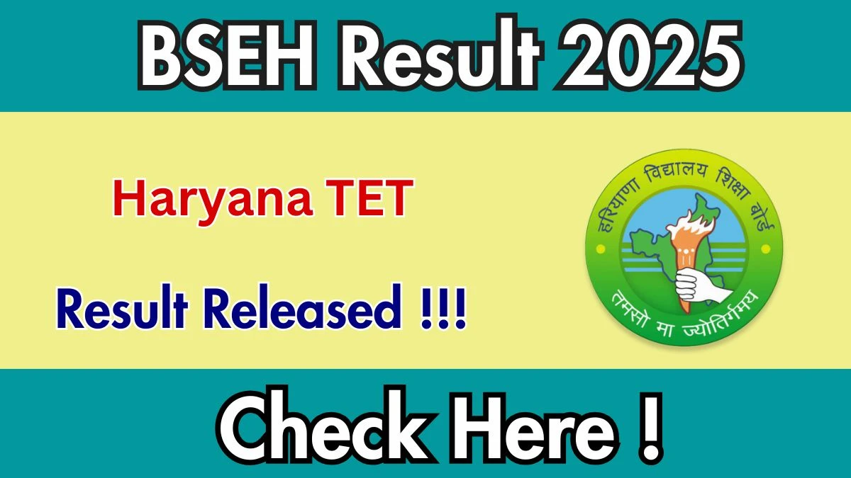Haryana TET Result 2025 Out at bseh.org.in, Direct Link to Download Result PDF Here