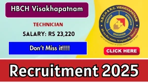 HBCH Visakhapatnam Technician Recruitment 2025 – Walk in for 02 Posts
