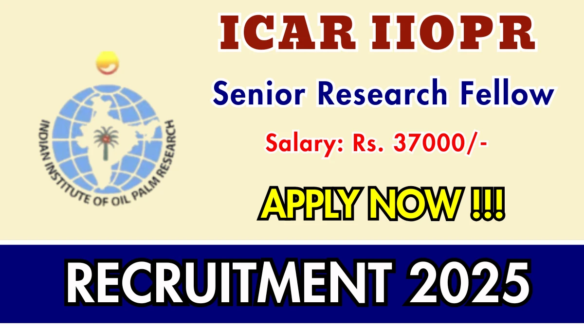 ICAR IIOPR Senior Research Fellow Recruitment 2025 – Walk in for 01 Posts