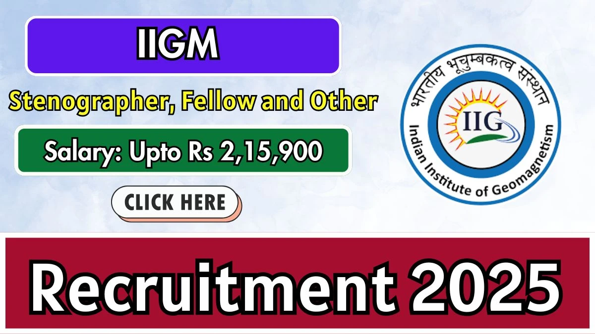 IIGM Recruitment 2025 - Apply Online for 14 Stenographer, Fellow and Other Posts