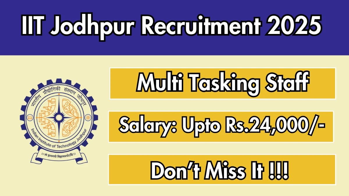 IIT Jodhpur Multi Tasking Staff Recruitment 2025 - Apply Online for 03 Posts