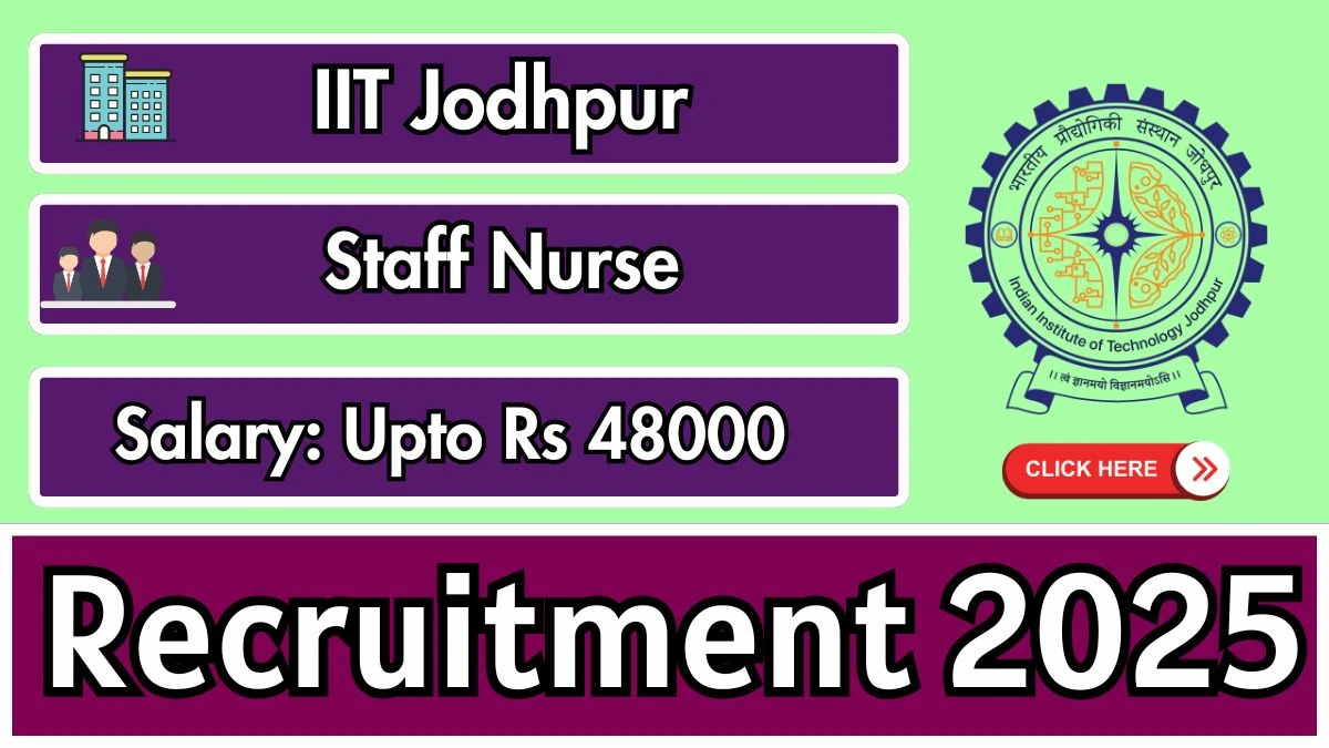 IIT Jodhpur Staff Nurse Recruitment 2025 - Apply Online for 05 Posts