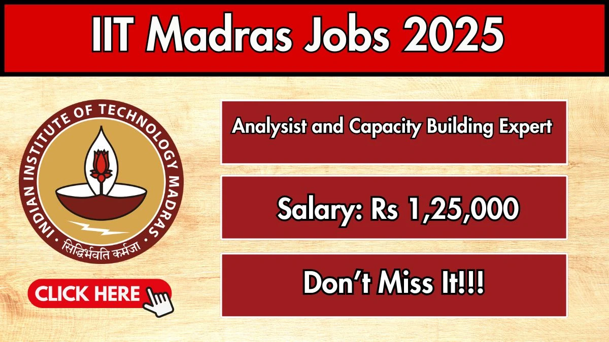 IIT Madras Analysist and Capacity Building Expert Recruitment 2025 - Apply Online