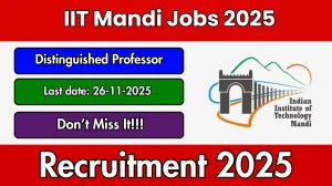 IIT Mandi Distinguished Professor Recruitment 2025 - Apply Offline
