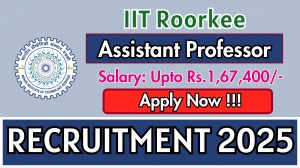 IIT Roorkee Assistant Professor Recruitment 2025 - Apply Online