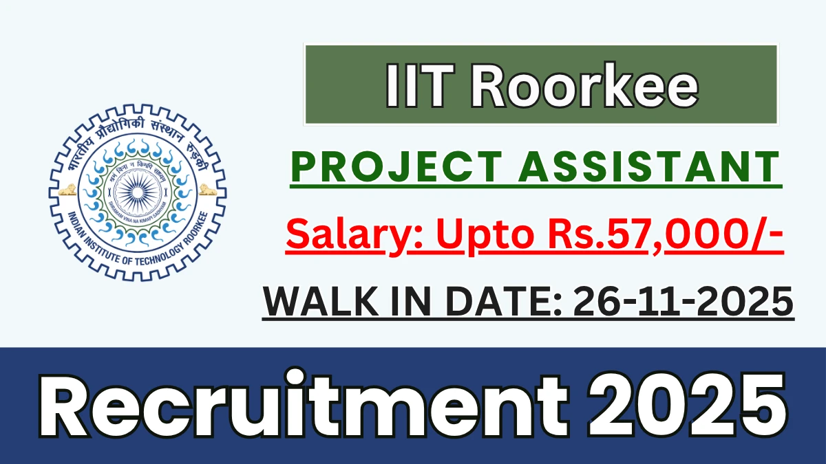 IIT Roorkee Project Assistant Recruitment 2025 – Walk in