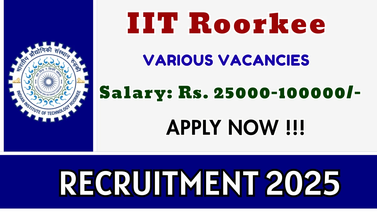 IIT Roorkee Recruitment 2025 - Apply Offline for 01 Project Associate, Project Fellow and More Posts
