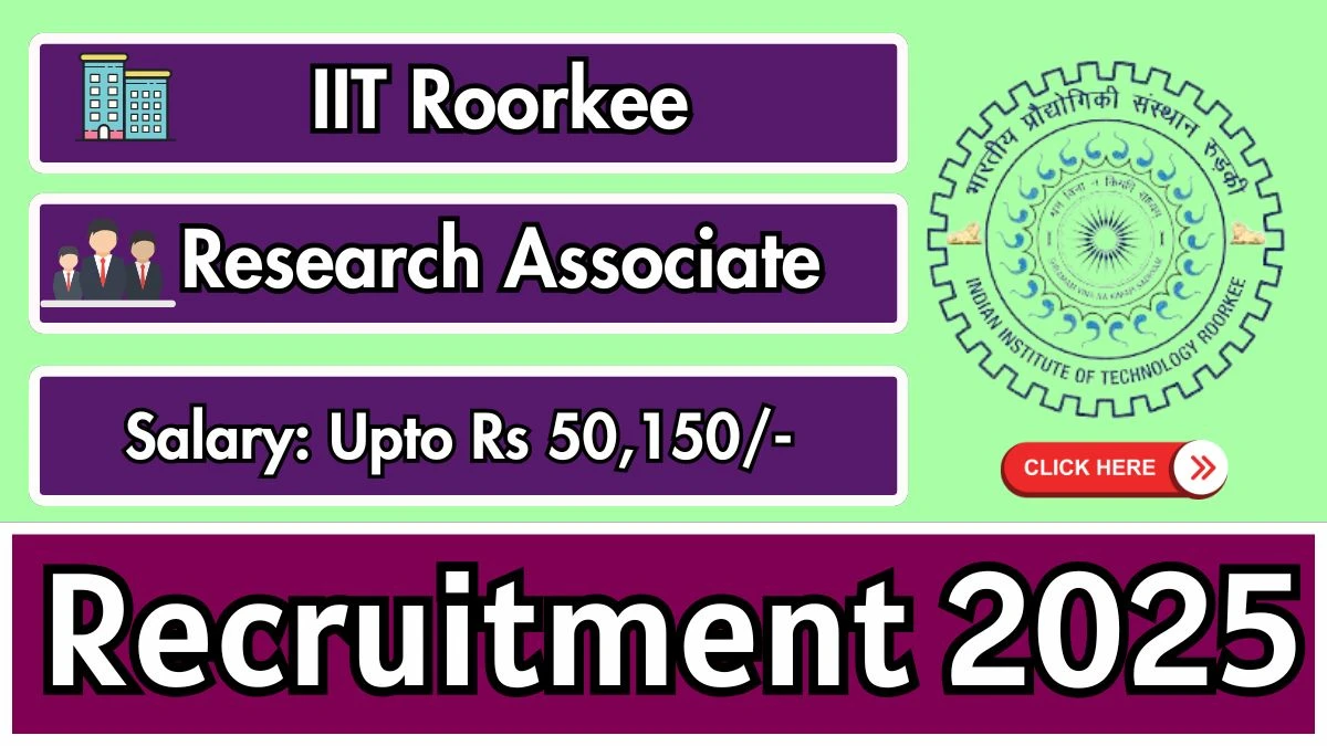 IIT Roorkee Research Associate Recruitment 2025 - Apply Offline