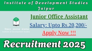 Institute of Development Studies Jaipur Junior Office Assistant Recruitment 2025 - Apply Offline