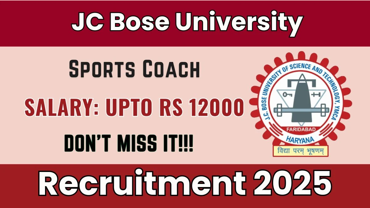J.C. Bose University YMCA Faridabad Sports Coach Recruitment 2025 – Walk in for 02 Posts