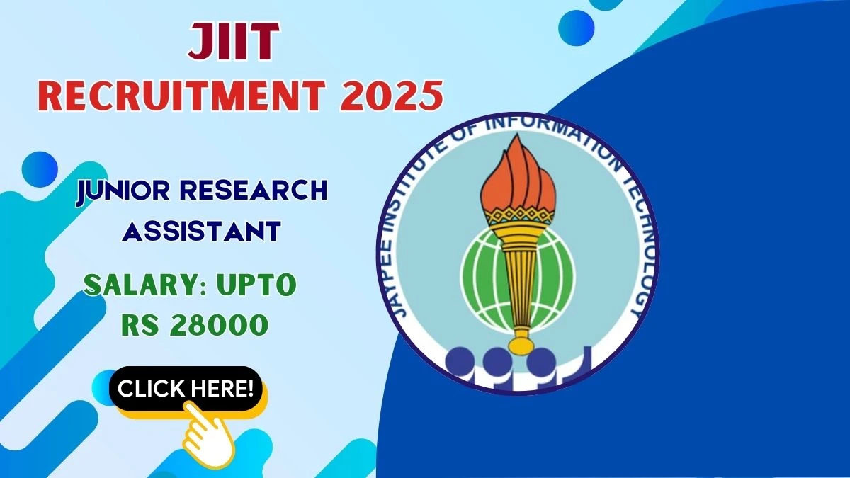 JIIT Junior Research Assistant Recruitment 2025 - Apply Offline