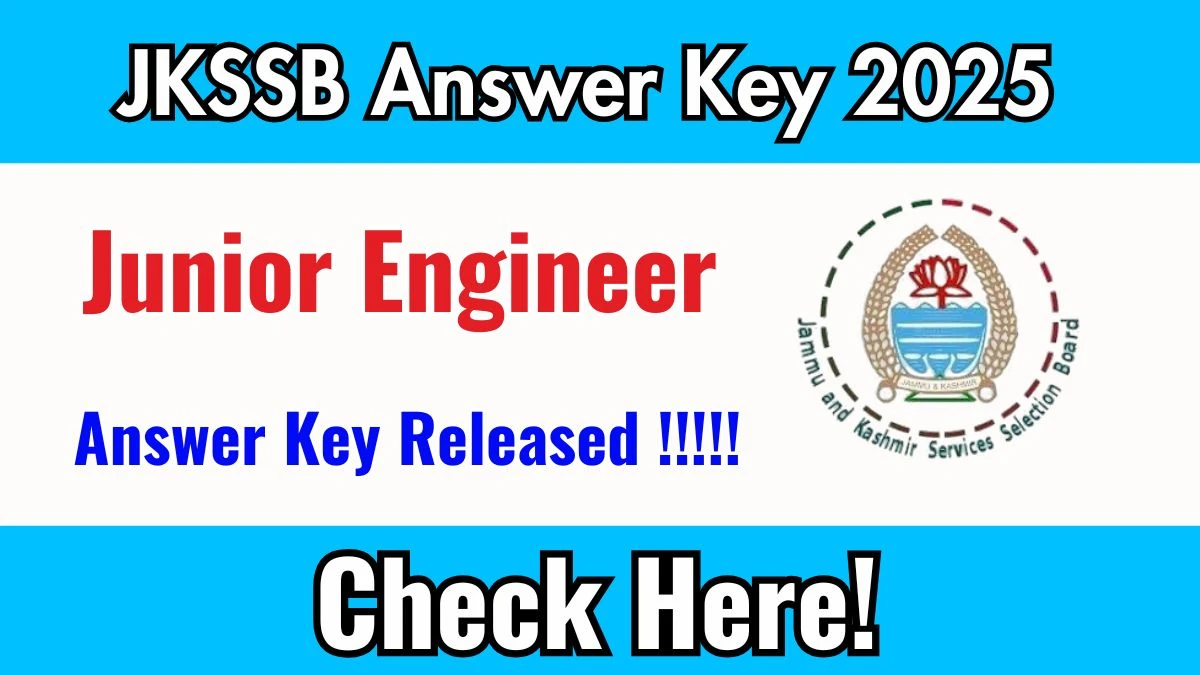 JKSSB JE Answer Key 2025 Out – Direct Download Link @ jkssb.nic.in