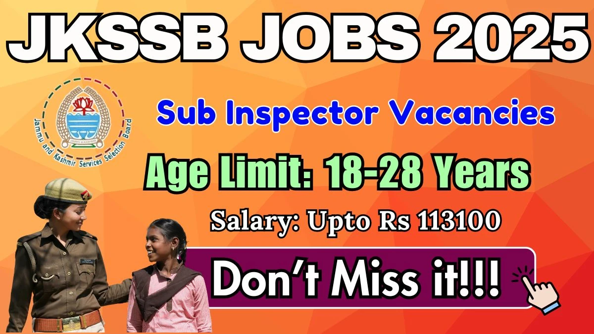 JKSSB Sub Inspector Recruitment 2025 - Apply Online for 83 Posts