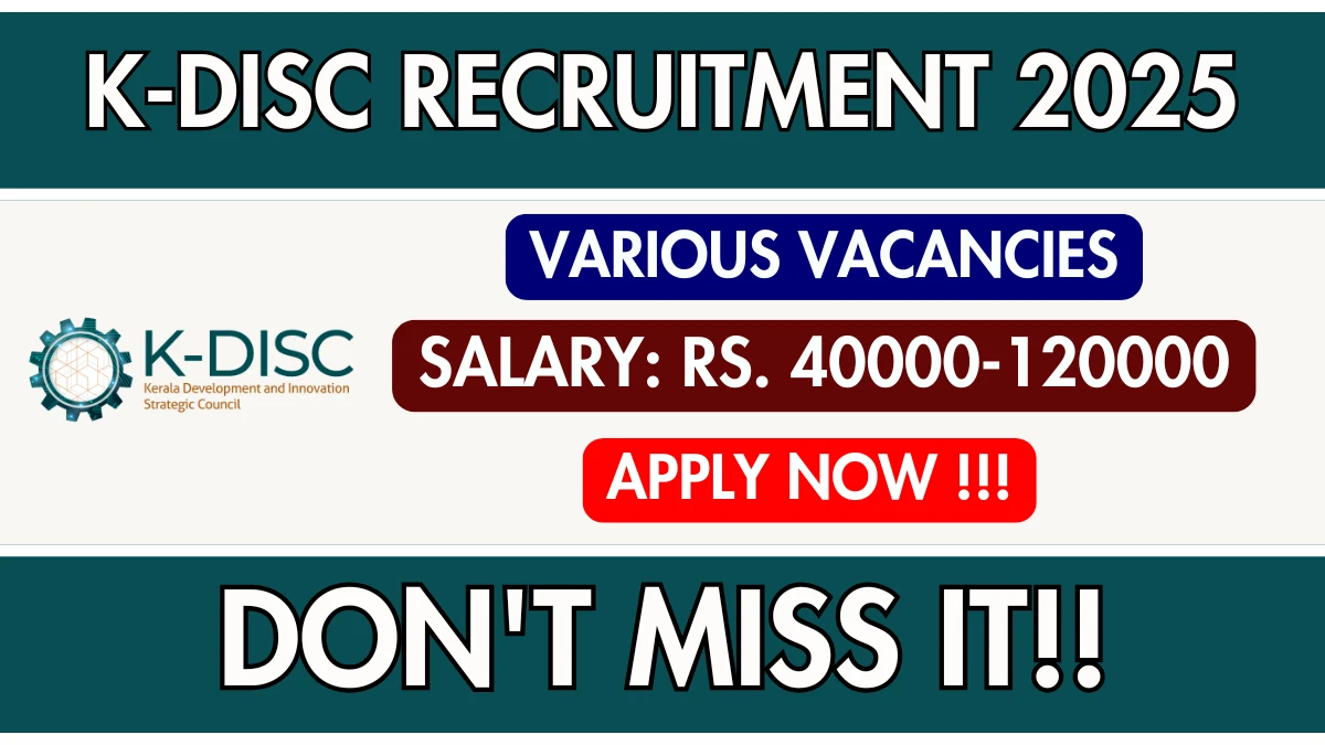 K-DISC Recruitment 2025 - Apply Online for 11 Programme Manager, Senior Programme Executive and More Posts