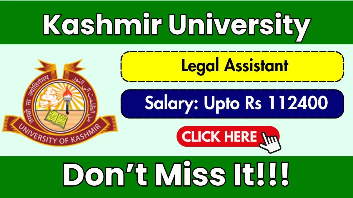 Kashmir University Legal Assistant Recruitment 2025 - Apply Online for 01 Posts