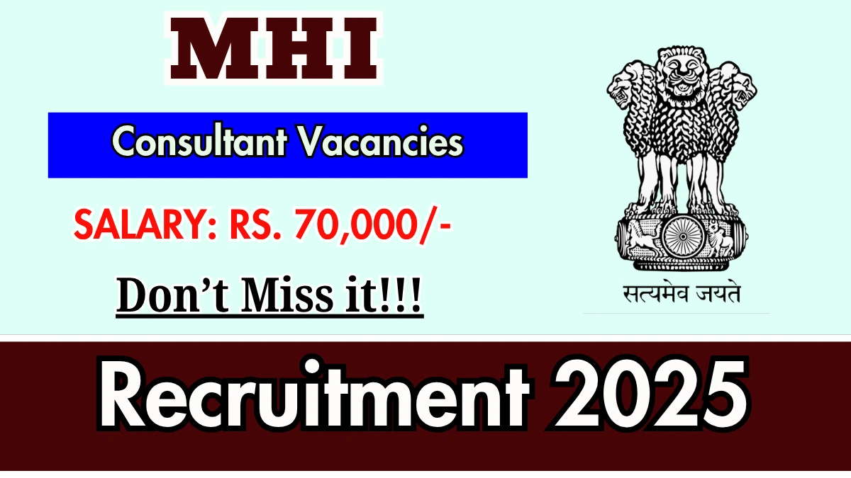 MHI Consultant Recruitment 2025 - Apply Online for 01 Posts