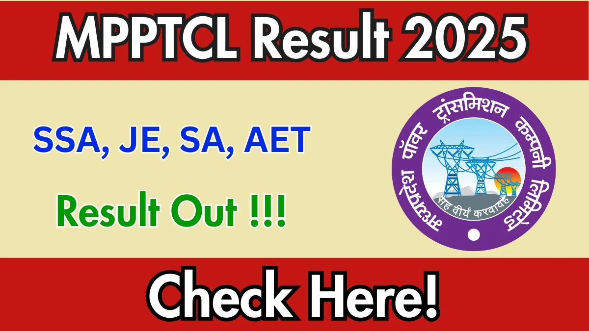 MPPTCL SSA, JE, SA, AET Result 2025 Out: Download at mptransco.in