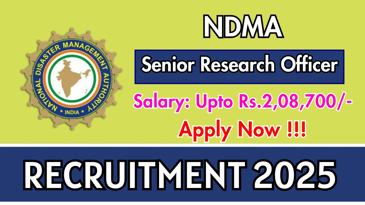 NDMA Senior Research Officer Recruitment 2025 - Apply Offline