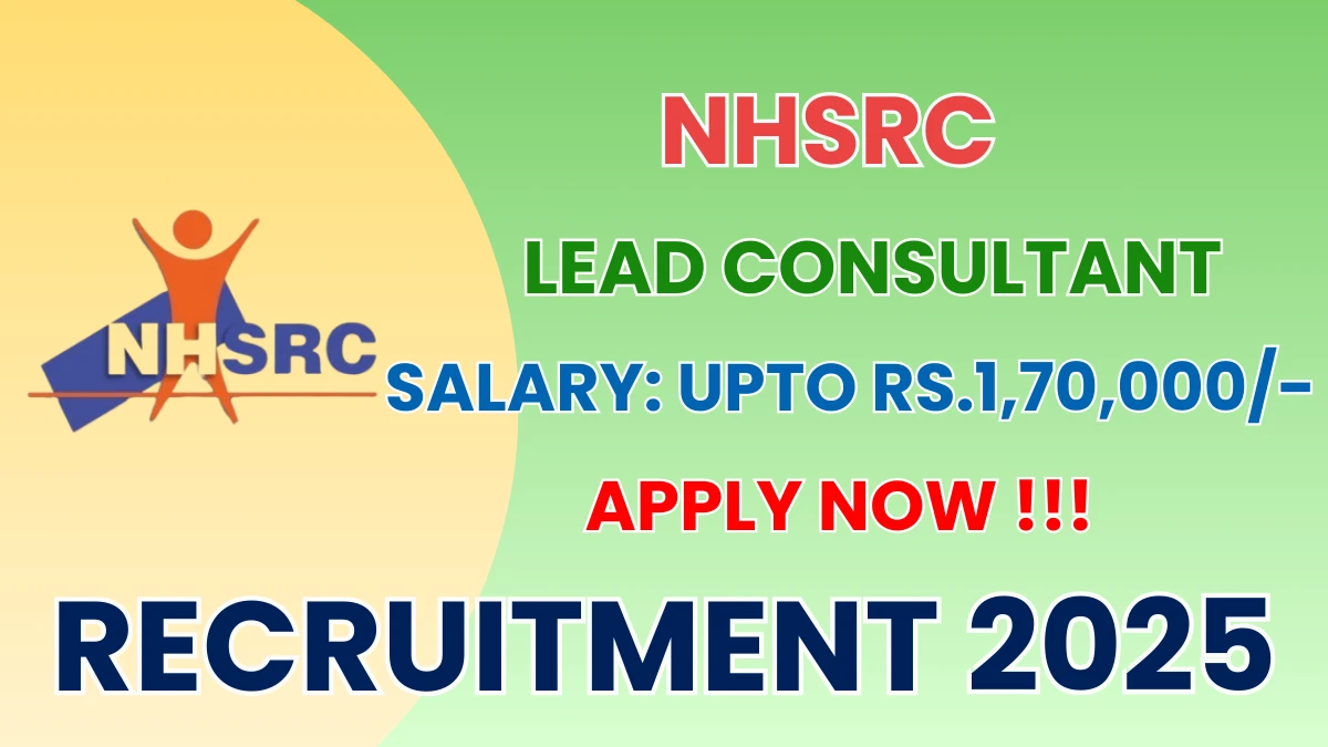 NHSRC Lead Consultant Recruitment 2025 – Apply Online