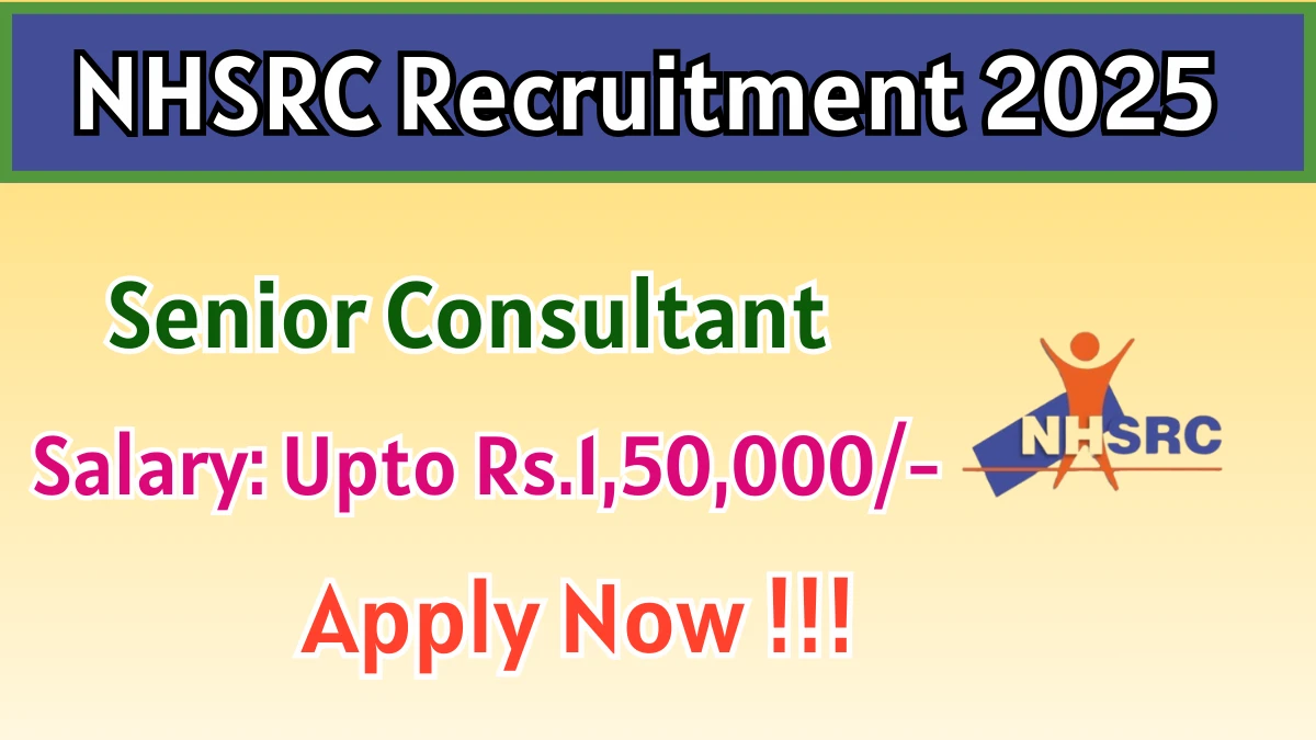 NHSRC Senior Consultant Recruitment 2025 – Apply Online