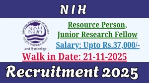 NIH Recruitment 2025 – Walk in for 02 Resource Person, Junior Research Fellow Posts