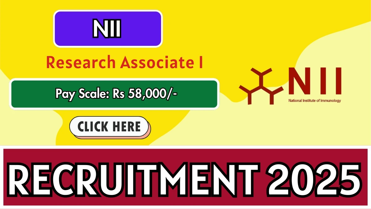 NII Research Associate I Recruitment 2025 - Apply Offline