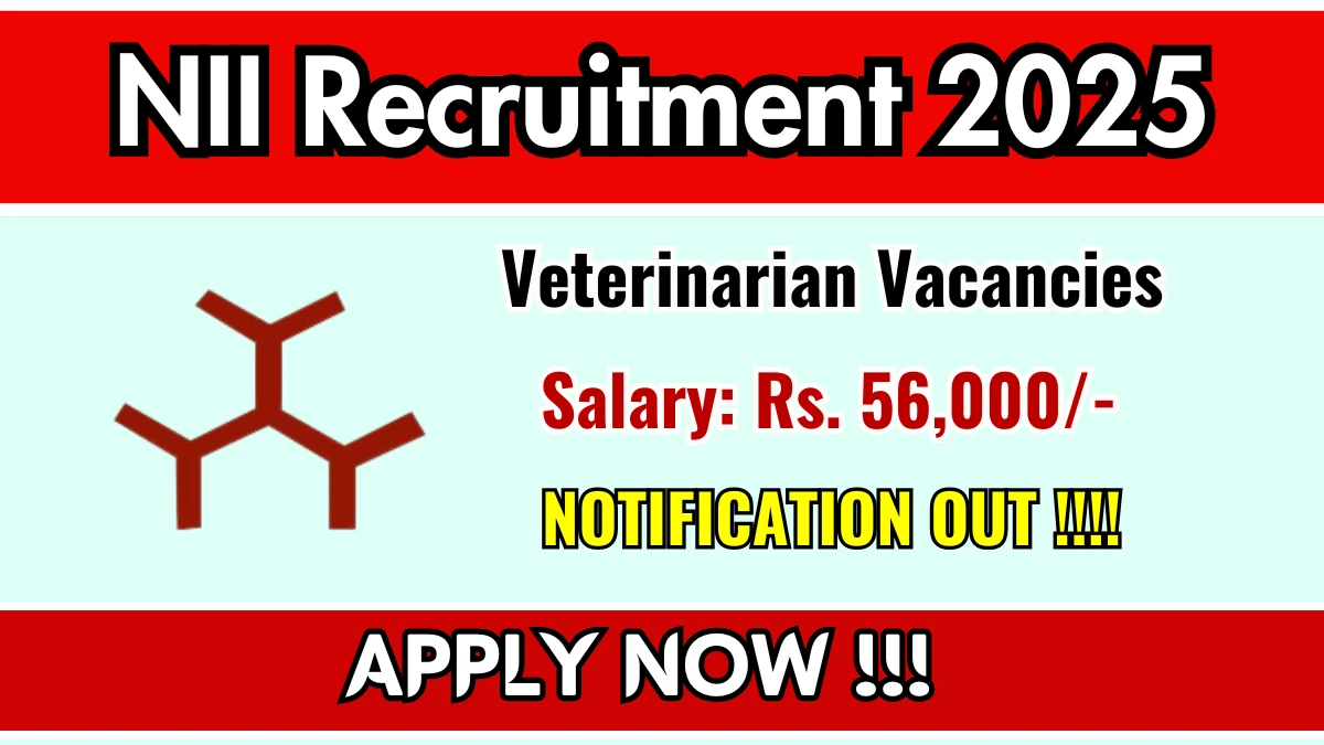 NII Veterinarian Recruitment 2025 - Apply Online