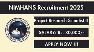 NIMHANS Project Research Scientist II Recruitment 2025 - Apply Online for 01 Posts NIMHANS Project Research Scientist II Recruitment 2025 - Apply Online for 01 Posts