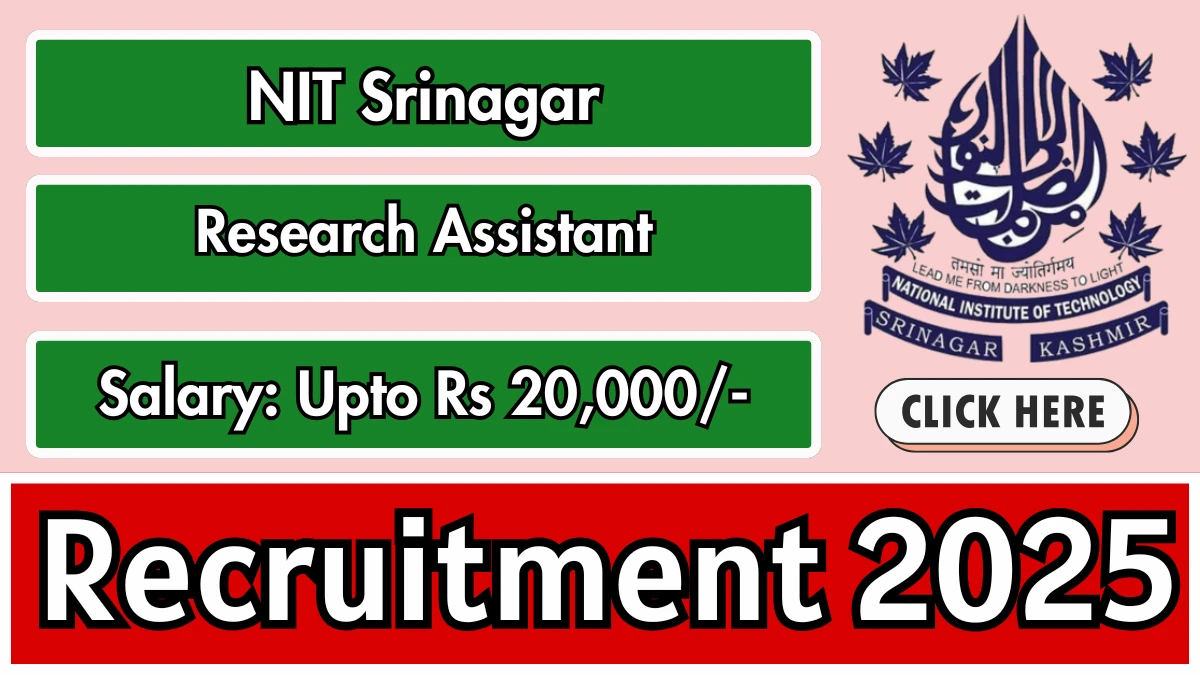 NIT Srinagar Research Assistant Recruitment 2025 – Walk in