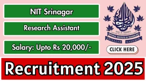NIT Srinagar Research Assistant Recruitment 2025 – Walk in