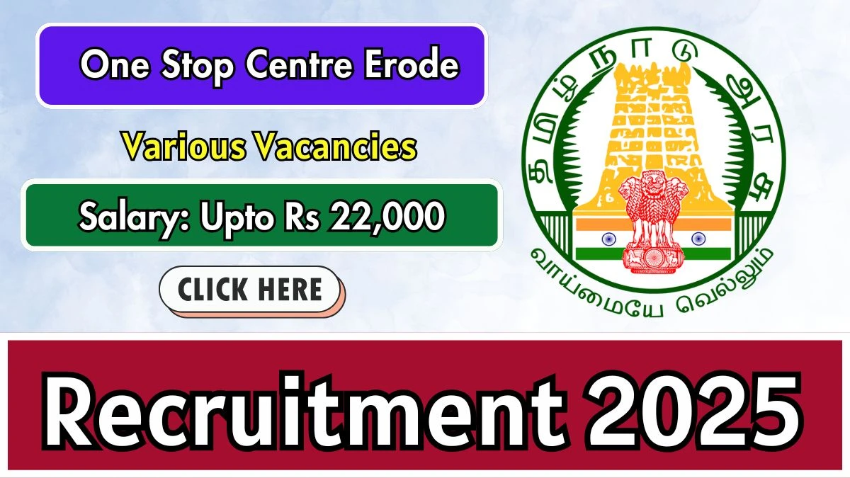 One Stop Centre Erode Recruitment 2025 - Apply Offline for 04 Senior Consultant, Information Technology Worker and Other Posts