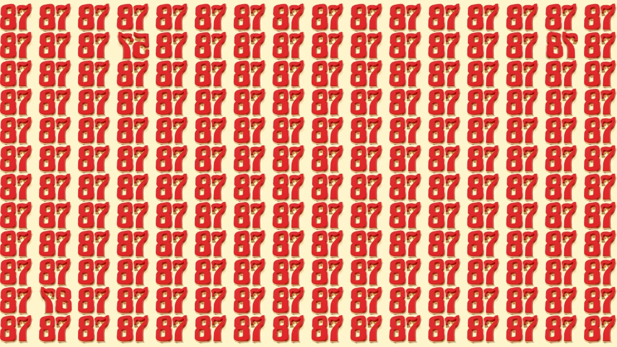 Optical Illusion: Can You Spot the 3 Inverted Numbers Among 87s within 12 Seconds?