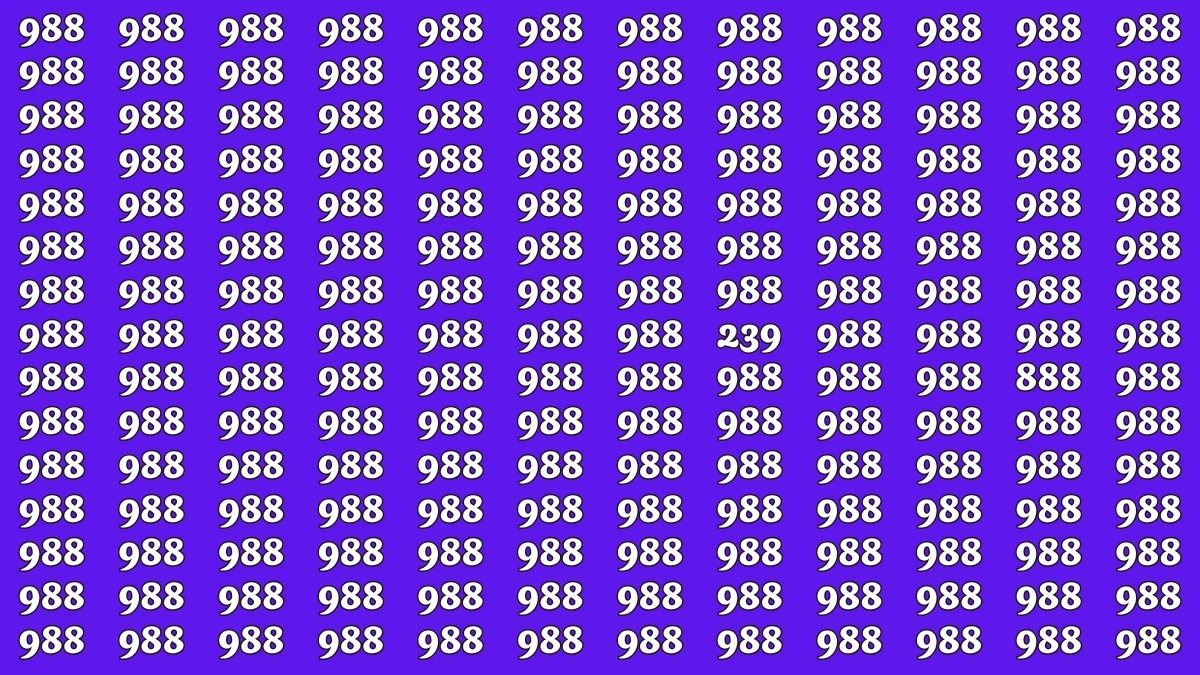 Optical Illusion: Eagle Eye Challenge – Can You Spot the Hidden 888 Among 988?