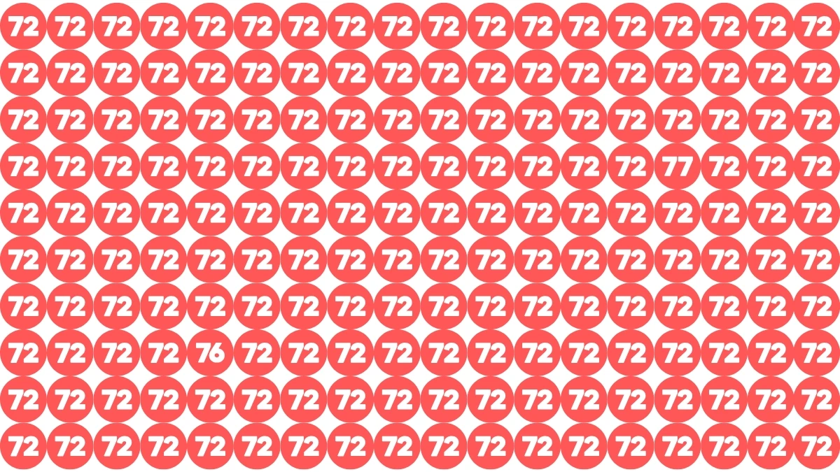 Optical Illusion Eye Test Challenge: Within 7 Seconds Spot The Number 77 and 76 among 72