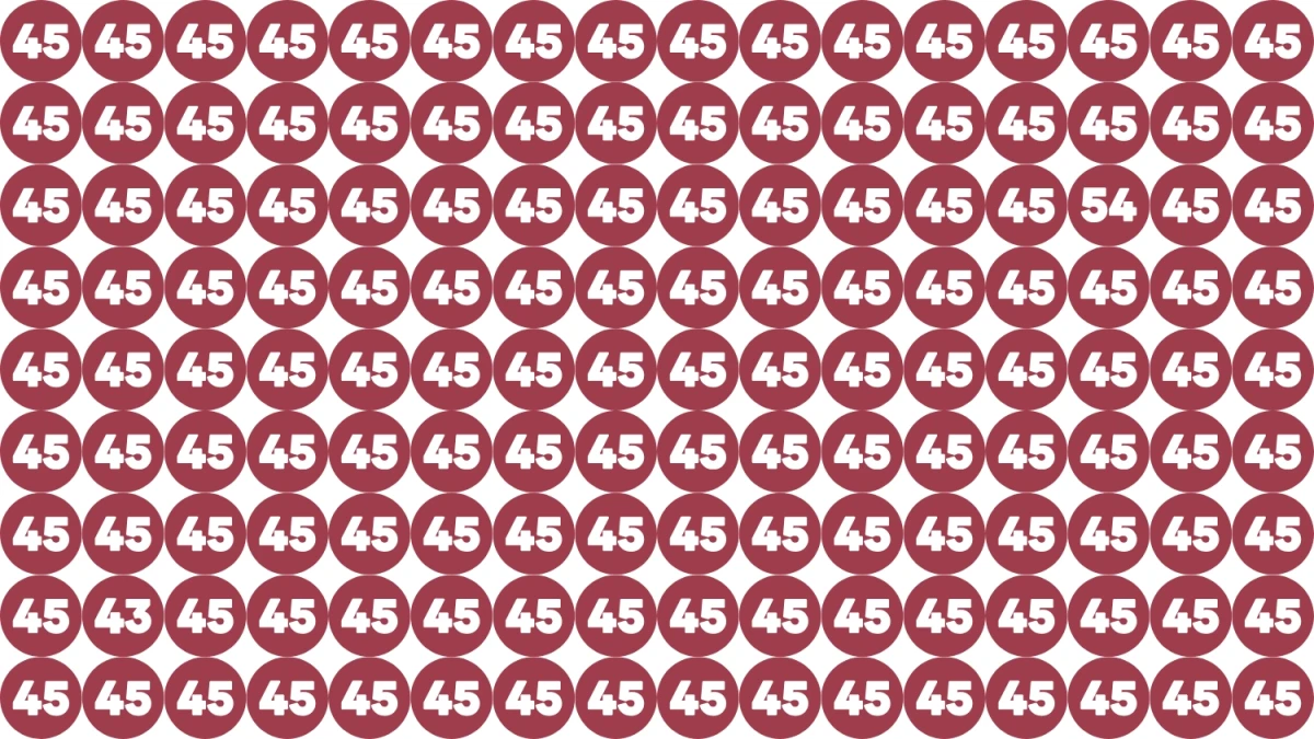 Optical Illusion Eye Test Challenge: Within 8 Seconds Spot The Number 43 and 54 among 45.