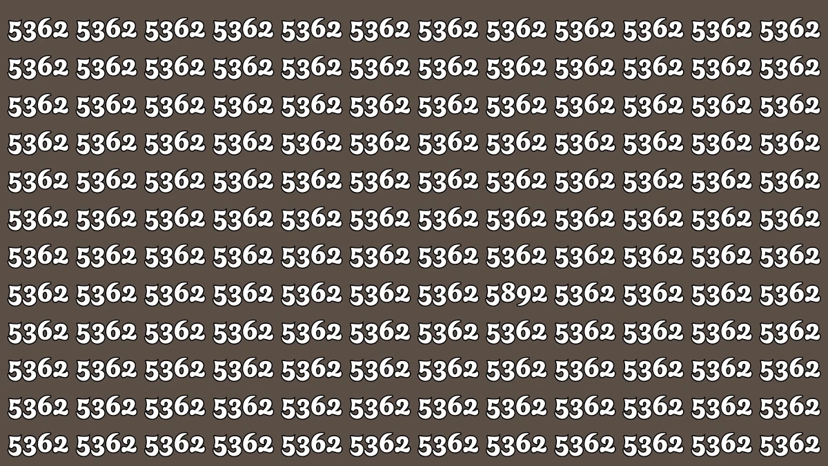 Optical Illusion Puzzle IQ Test: Within 6 Seconds Spot The Number 5892 among 5362