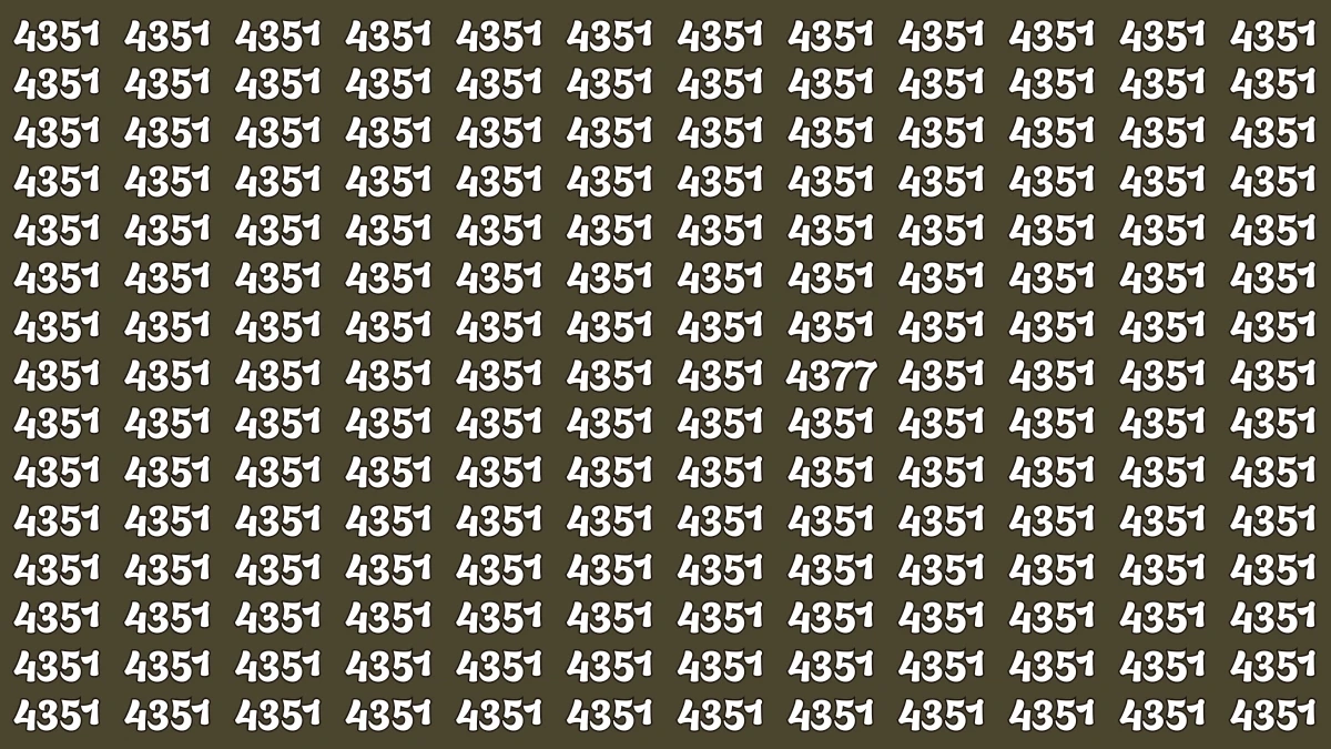Optical Illusion Puzzle IQ Test: Within 8 Seconds Spot The Number 4377 among 4351
