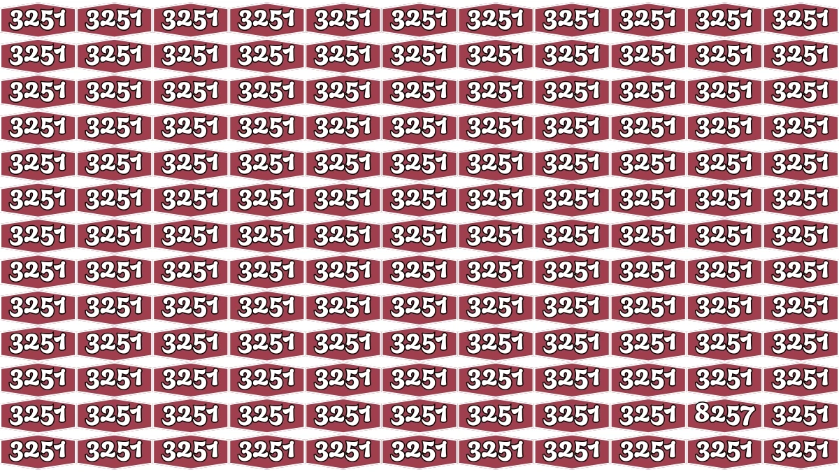 Optical Illusion Puzzle IQ Test: Within 8 Seconds Spot The Number 8257 among 3251