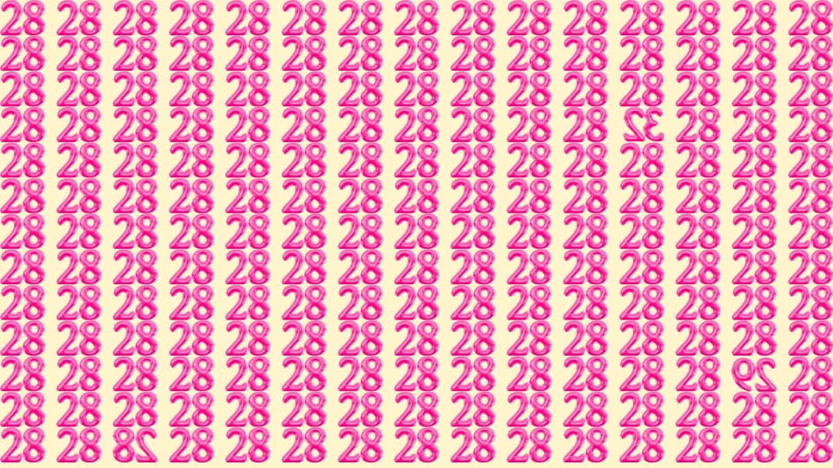 Optical Illusion: Within 12 Seconds Spot The 3 Inverted Numbers among 28s
