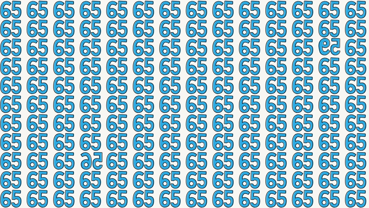 Optical Illusion: Within 9 Seconds Spot The 2 Inverted Numbers among 65s