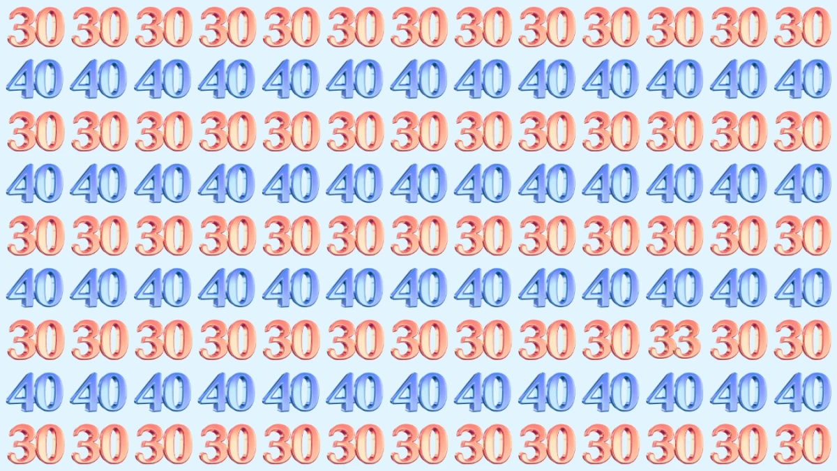 Optical Illusion: Within 9 Seconds Spot The Number 33 among 30 and 40