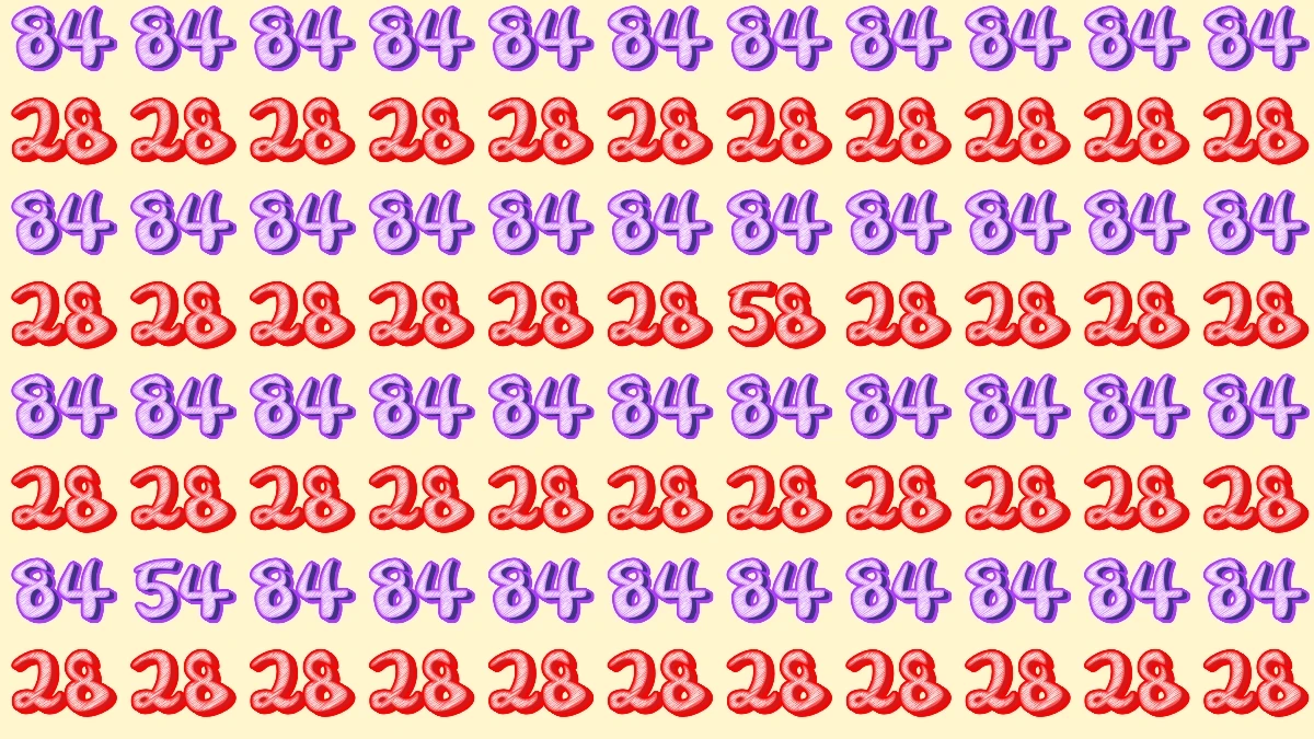 Optical Illusion: Within 9 Seconds Spot The Number 54 and 58 among 28 and 84
