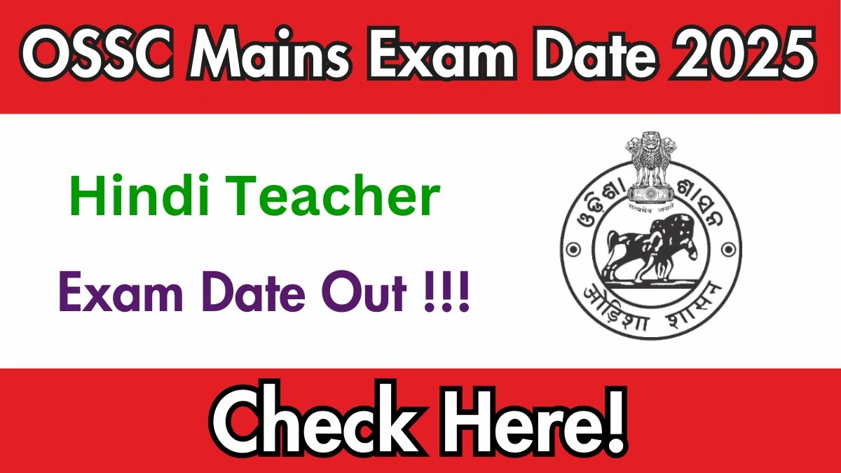 OSSC Hindi Teacher Mains Exam Date 2025 Out at ossc.gov.in Check Details Here