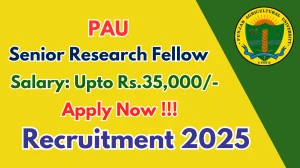 PAU Senior Research Fellow Recruitment 2025 - Apply Offline