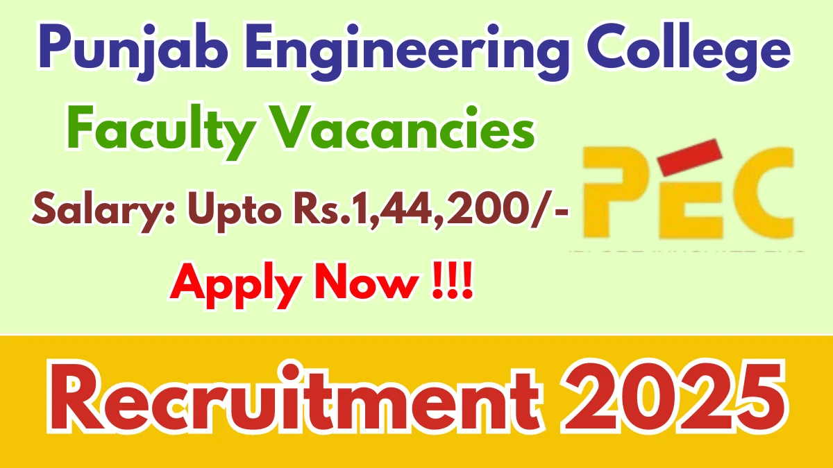 PEC Faculty Recruitment 2025 - Apply Offline for 56 Posts