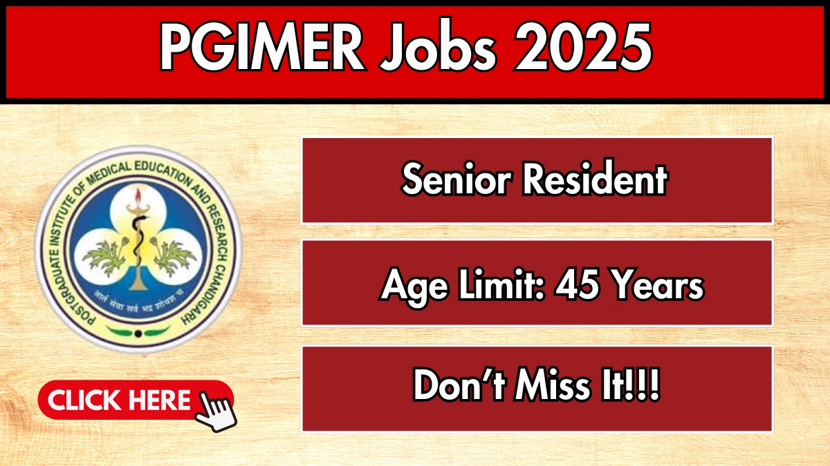 PGIMER Non Academic Senior Resident Recruitment 2025 – Walk in