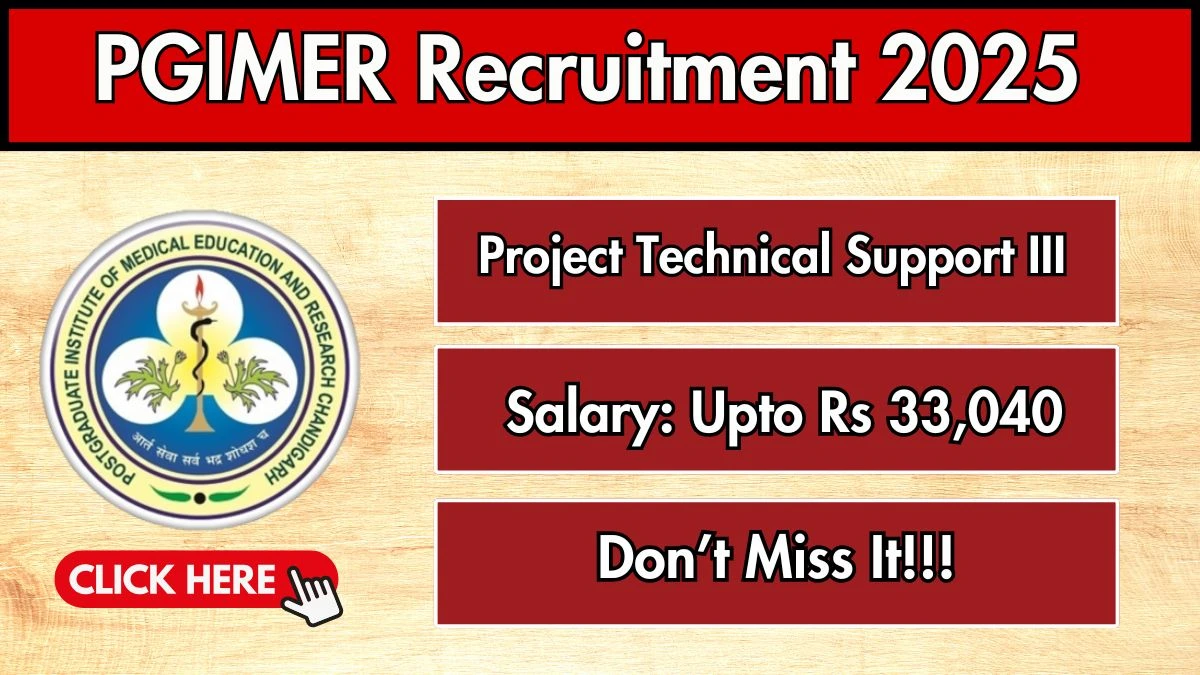 PGIMER Project Technical Support III Recruitment 2025 - Apply Online for 01 Posts