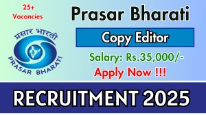 Prasar Bharati Copy Editor Recruitment 2025 – Apply Online