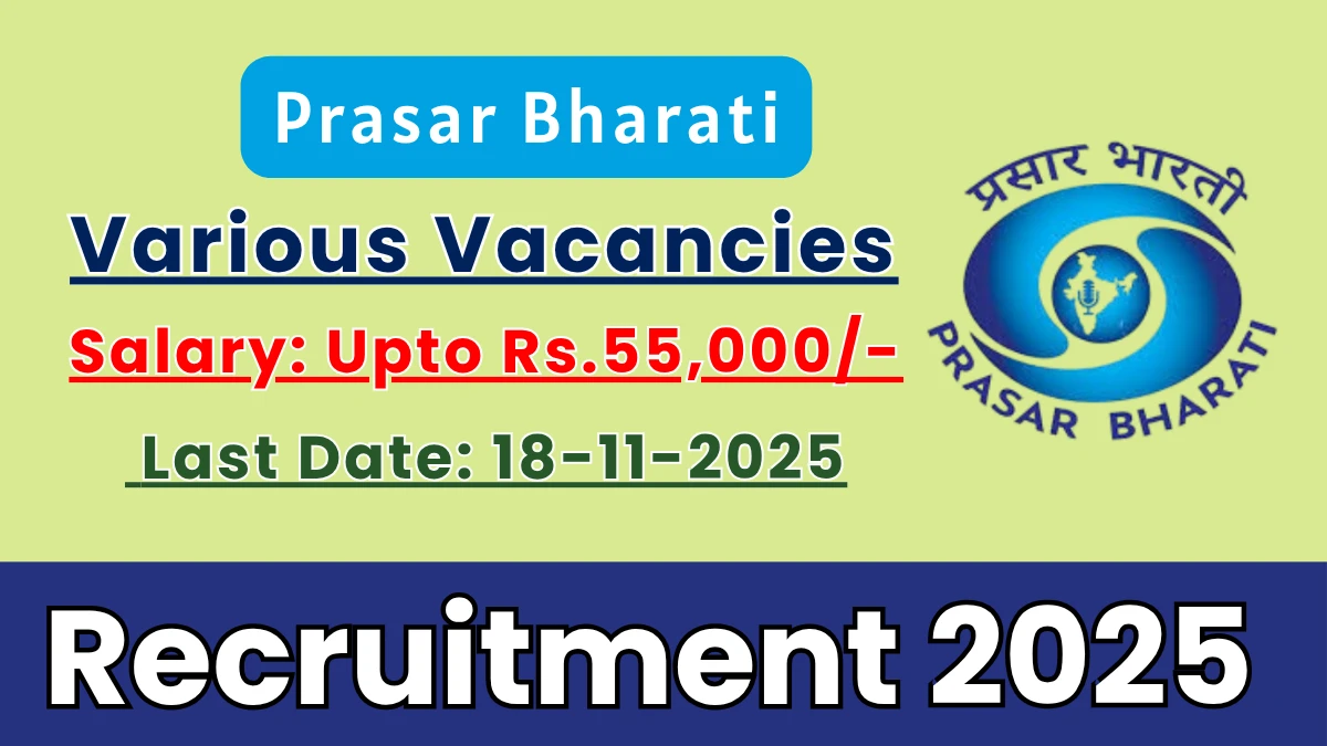 Prasar Bharati Recruitment 2025 - Apply Offline for 14 Copy Editor, Videographer and More Posts