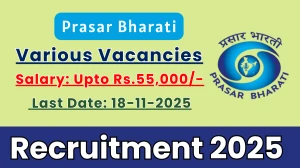Prasar Bharati Recruitment 2025 - Apply Offline for 14 Copy Editor, Videographer and More Posts